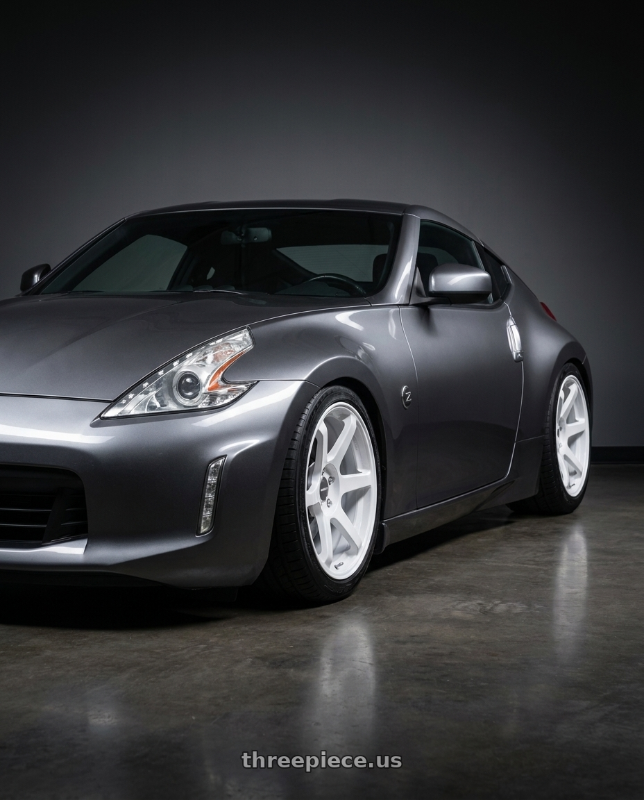 2020 nissan 370z with Motegi BATTLE VI 5x114.3 19x9.5 +40 Matsuri White Pearl wheels