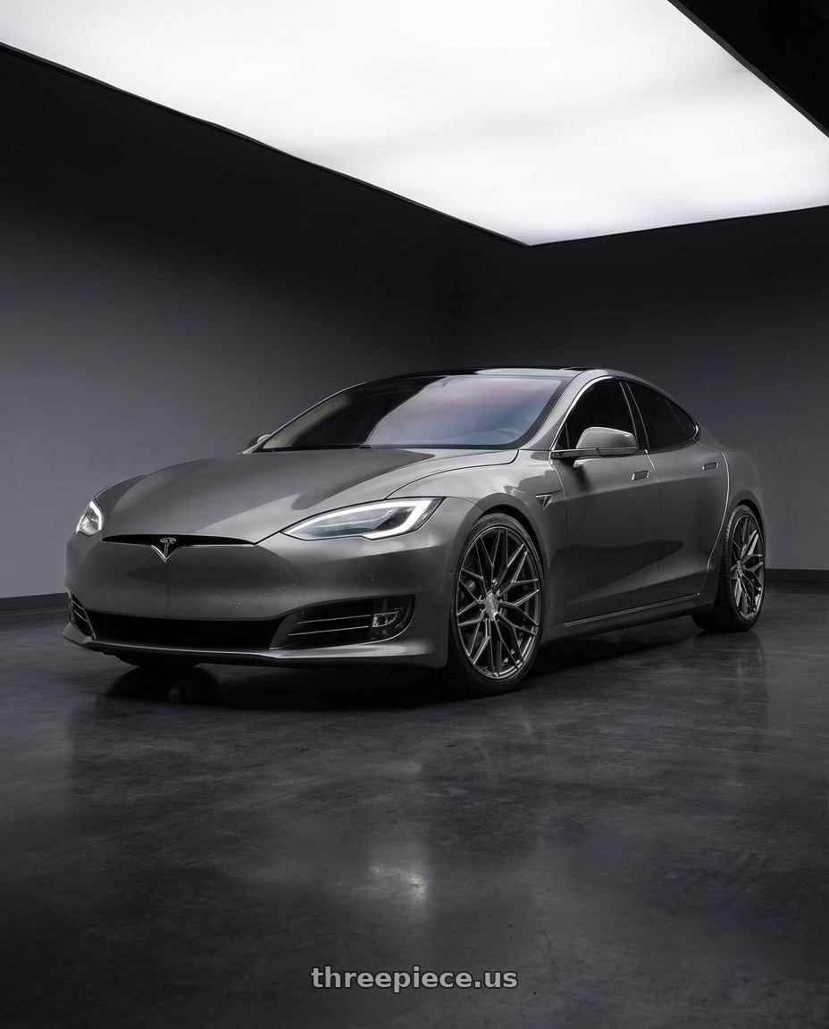 2018 Tesla Model S with Avant Garde Wheels M520R 5X120 21x12 +52 Dark Graphite Metallic wheels