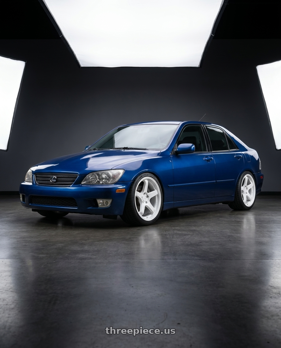 2001 Lexus is300 with KATANA RACING HR05 5x114.3 18x8.5 +35 Gloss White wheels