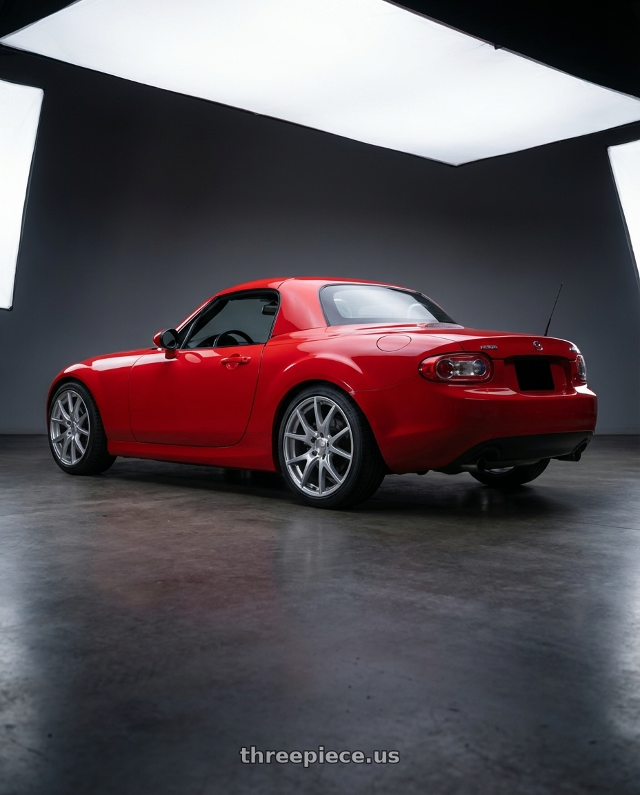 2012 Mazda MX-5 Miata NC with Ssr Gtv03 5x114.3 17x7+42  GLARE SILVER wheels rear three quarter view square tires