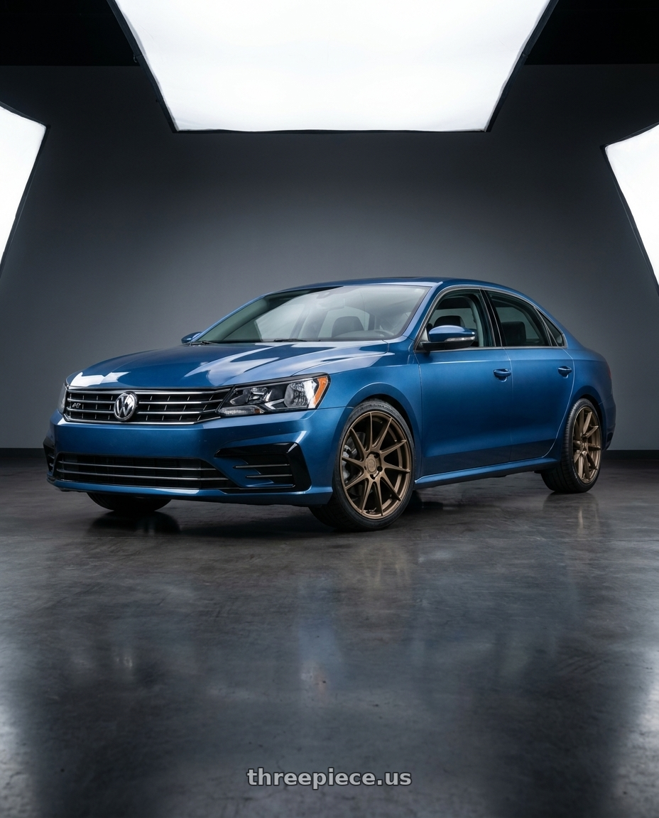 2022 Volkswagen Passat B85 3G R Line Aquamarine Blue Metallic with Aodhan AH09 5x112 18x9.5 +35 Matte Bronze wheels