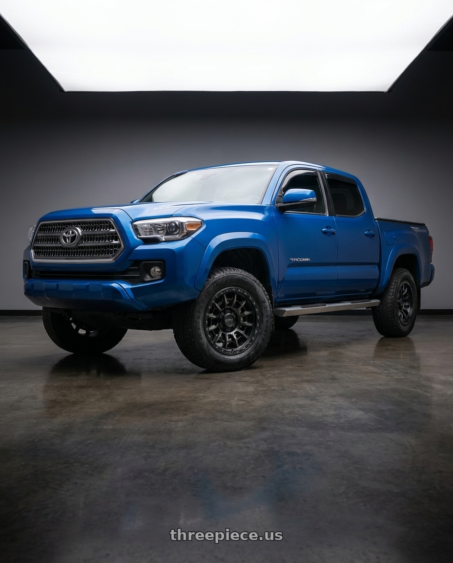 2016 Toyota Tacoma TRD Sport with KMC KM547 CARNAGE 5X127 17X9 -12 SATIN BLACK WITH GRAY TINT wheels