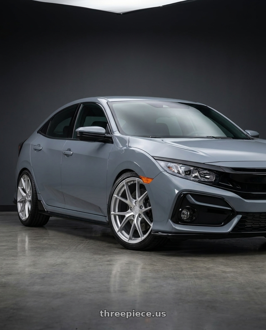 2021 Honda Civic Type R with Aodhan AFF7 5x120 18x9.5+35 Gloss Silver Machined Face wheels