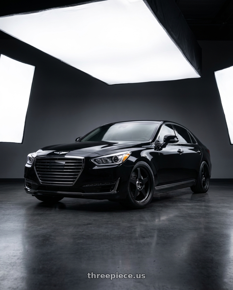 2018 Genesis G90 with R6061 Forged R1 5x100 18X8.5 +35 Matte Black wheels