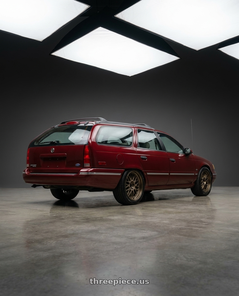 1992 Mercury Sable Wagon Ls with Volk Racing 21A 5x115 18X10.5+15  Bronze wheels rear three quarter view square tires