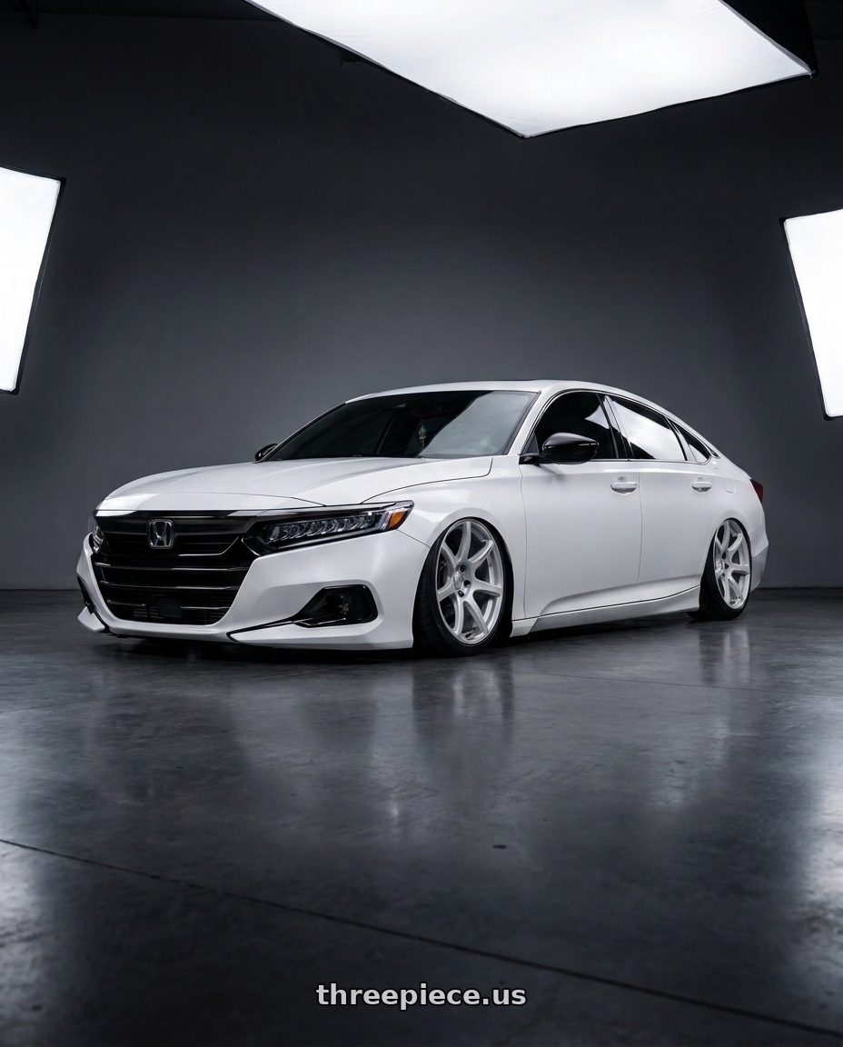 2022 honda accord sport white with Kansei K11S Tandem 5x114.3 19x9.5 22 Hyper Silver wheels
