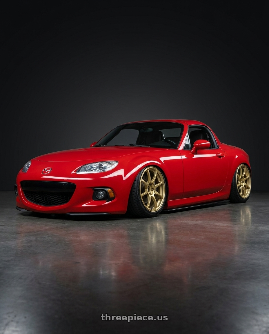 2012 Mazda MX-5 Miata NC with Advan RCIII 5x114.3 17x8+38 Gold wheels