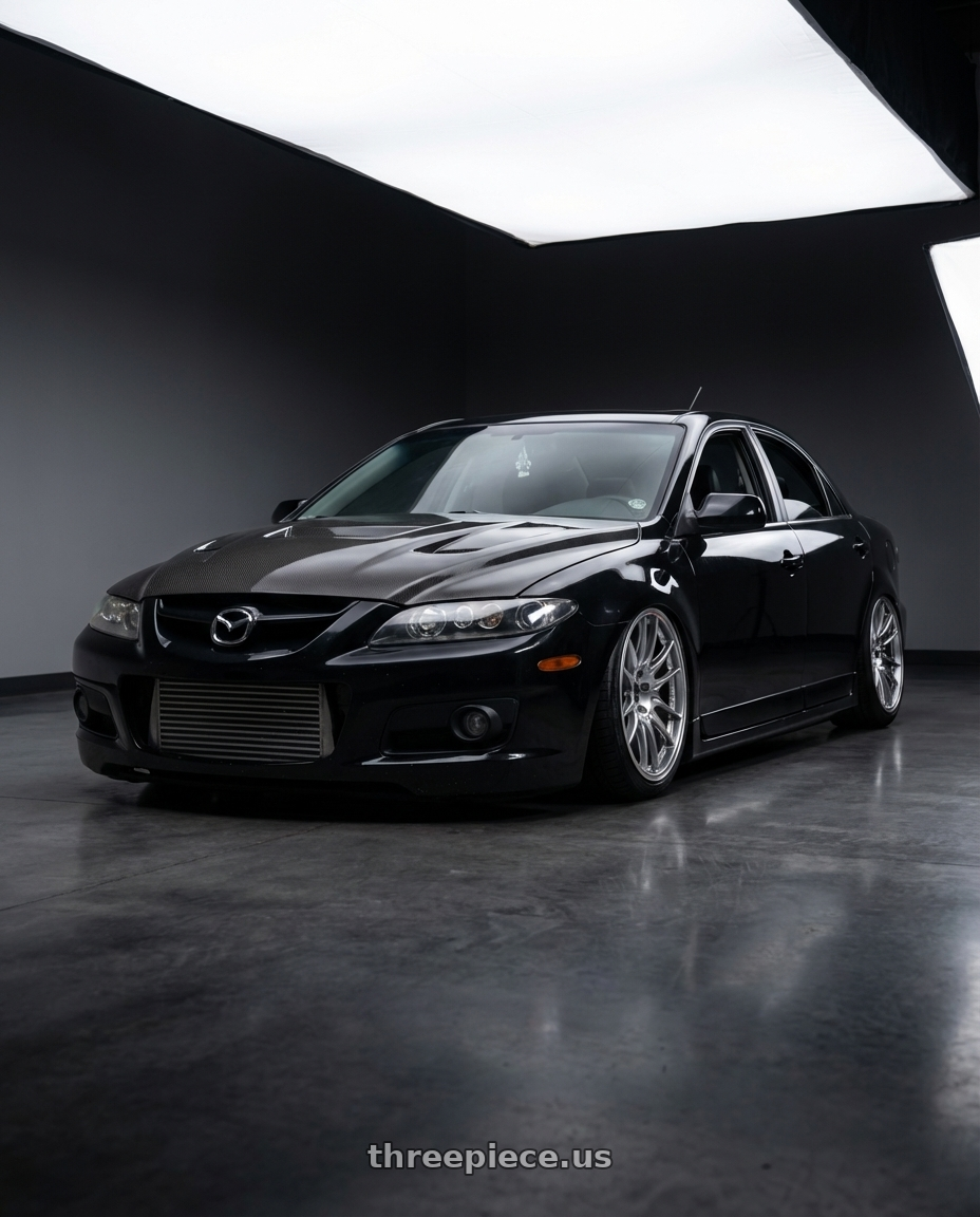 2006 Mazda, Mazdaspeed 6, Grand Touring, Black with Enkei GTC02 5x120 18x8.5+35 Hyper Silver wheels