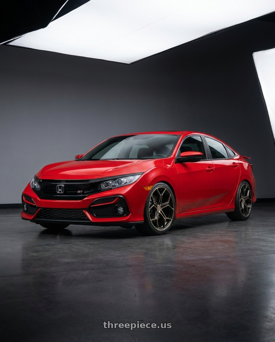 2020 Honda Civic Si with XO HELSINKI 5X114.3 19X10 +40 DARK BRONZE W/ BRUSHED BRONZE FACE wheels