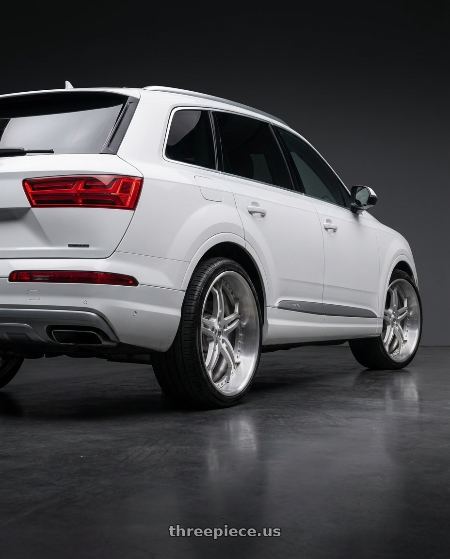 2019 audi q7 with Asanti Forged 173 5x112 22x10 +30 BRUSHED wheels rear three quarter view square tires