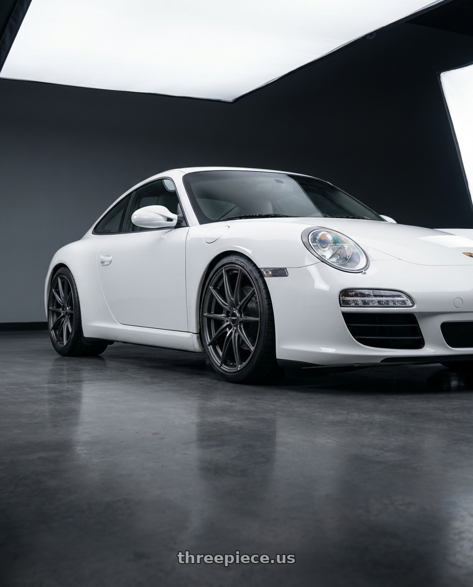 2010 Porsche 9972 Carrera White Stone Grey Interior with Enkei DRACO 5x112 18x8.0+45 Anthracite wheels