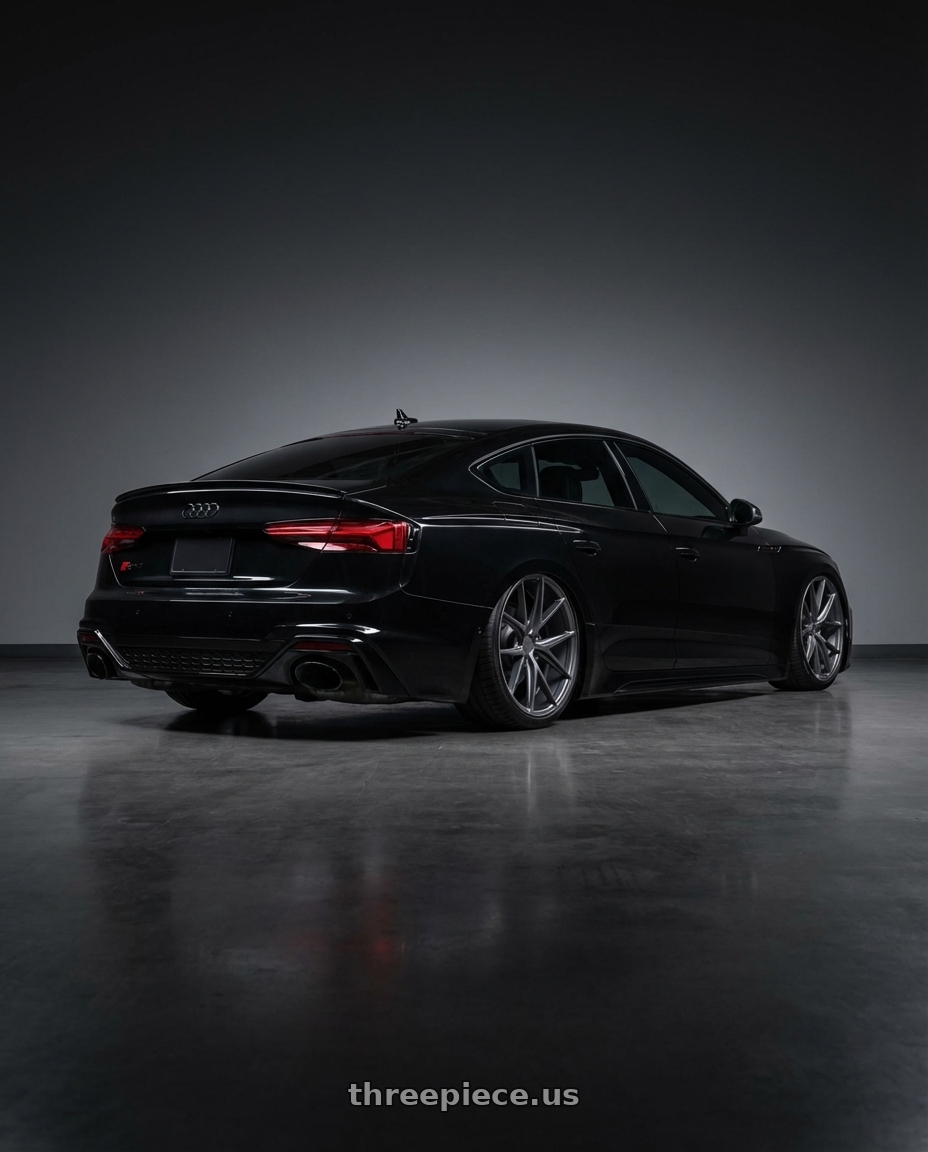 2022 Audi RS5 with Niche 1PC M116 MISANO 5X112 20X10.5 +27 MATTE GUN METAL wheels rear three quarter view slight stretch tires