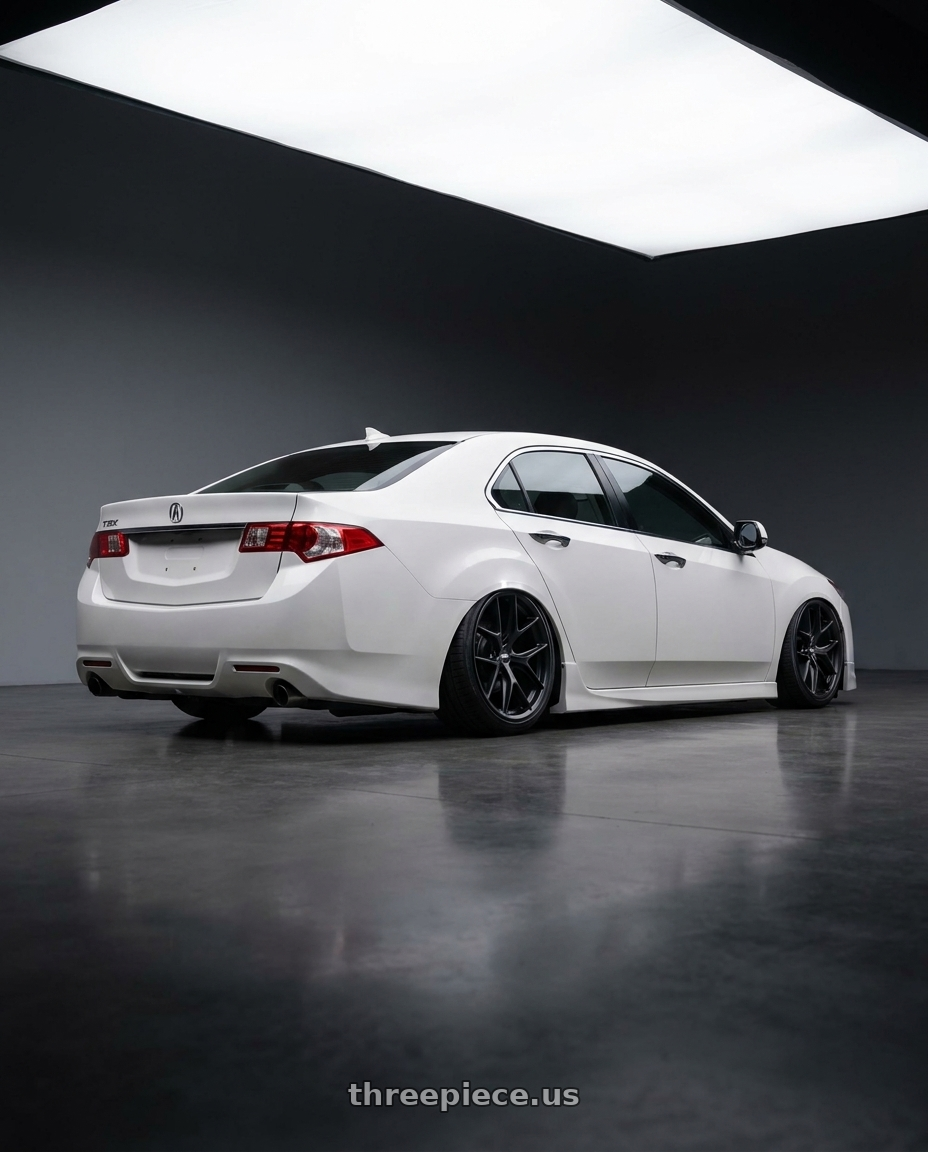 2013 Acura TSX with BBS CC-R 5x114.3 19x8.5+30 Satin Black wheels rear three quarter view slight stretch tires