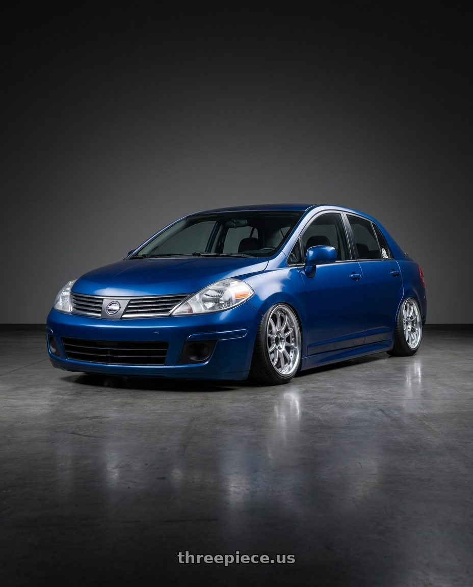 2010 nissan versa sedan with SSR Professor SP5R 4X100 17X8.5+38 NR Disk High Bright Silver wheels