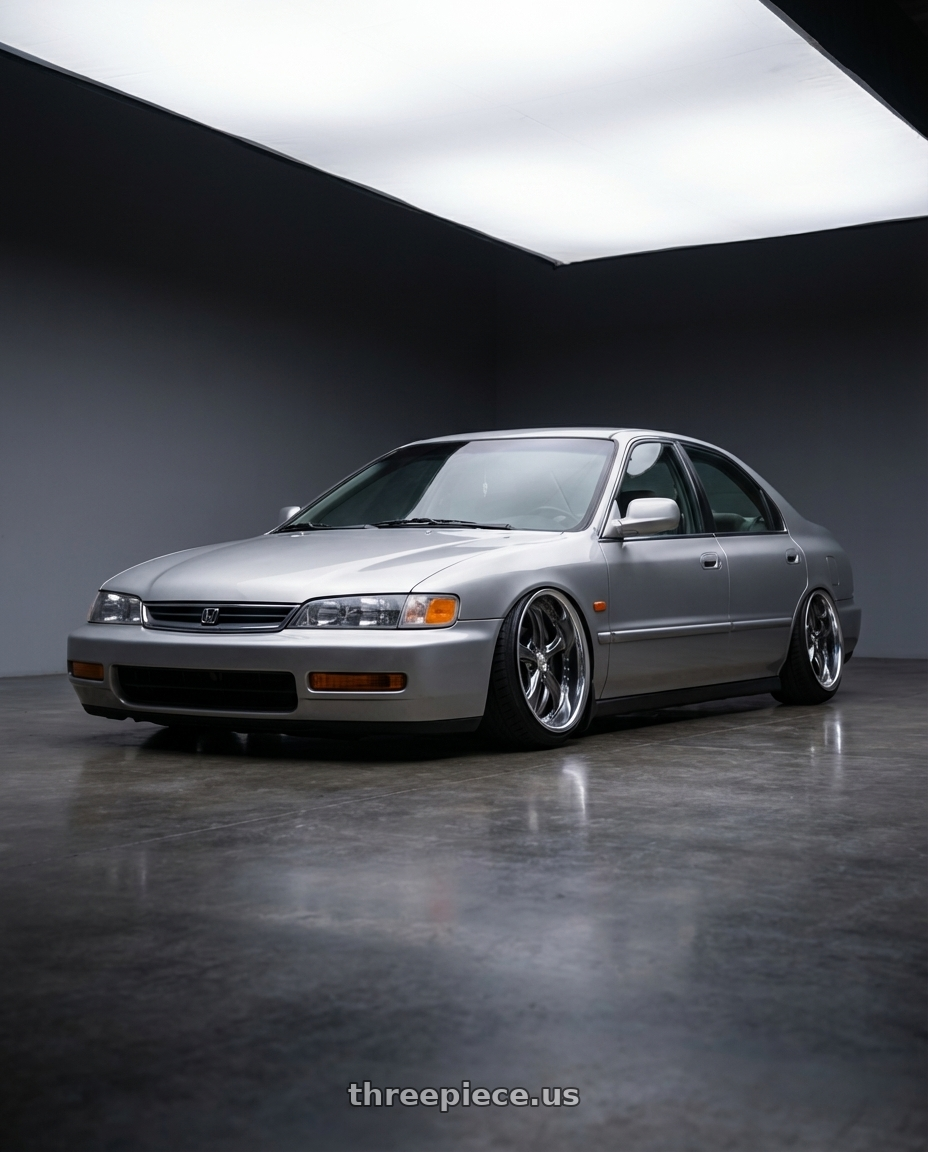 1997 honda accord SE CD5 with Work Wheels VS-KF 5X114.3 19x7.5+21 Brilliant Silver Black A Disk FULL REVERSE wheels