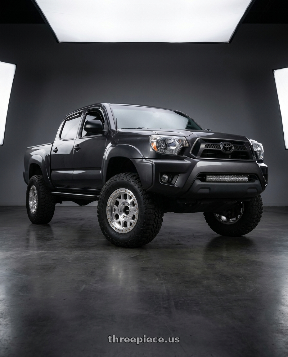 2012 toyota tacoma with KMC KM444 MESA FORGED BEADLOCK 6X139.7 17X9 +0 RAW MACHINED wheels