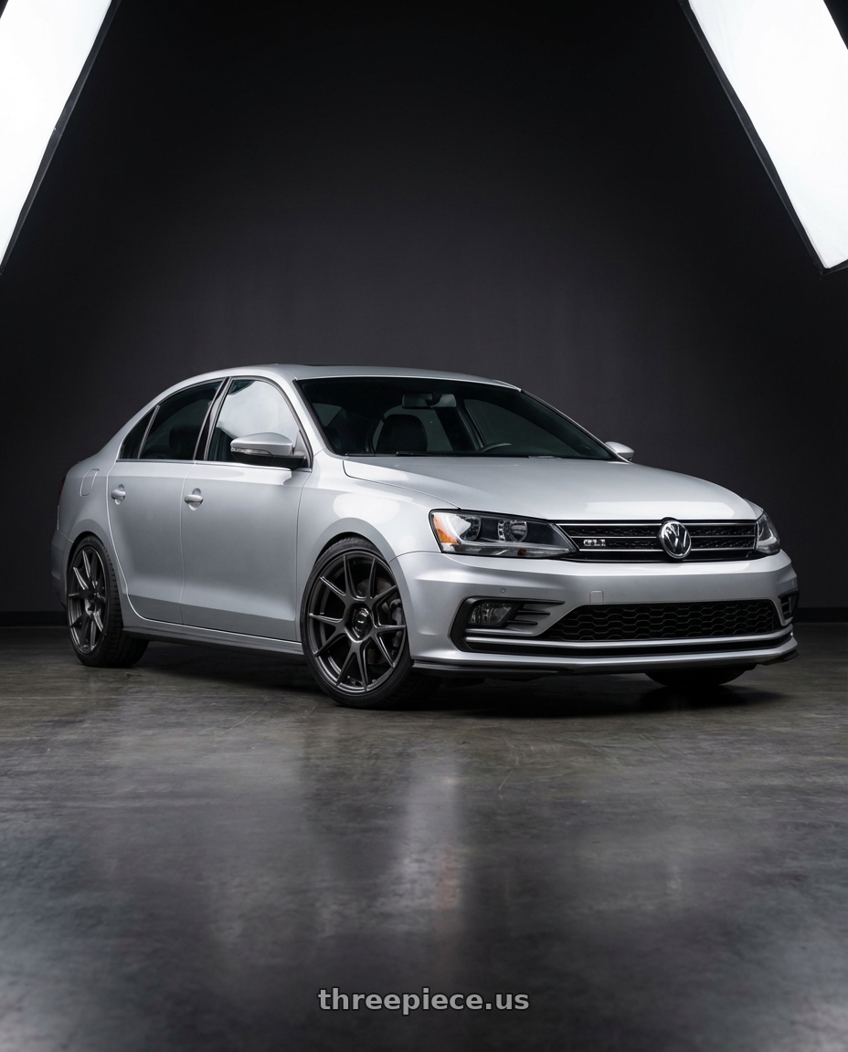 2016 Volkswagen Jetta GLI MK6 with Konig Ampliform 5x112 18x8.5+43 Dark Metallic Graphite wheels