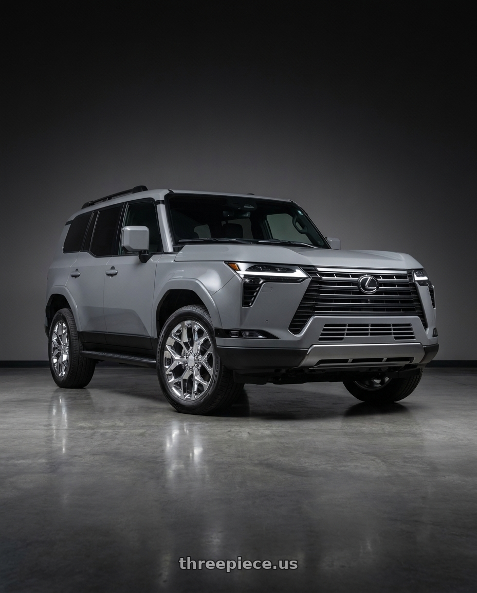 2025 Lexus GX-550 Grey with OE Performance 176 6x139.7 20x9 +24 Chrome Plated wheels