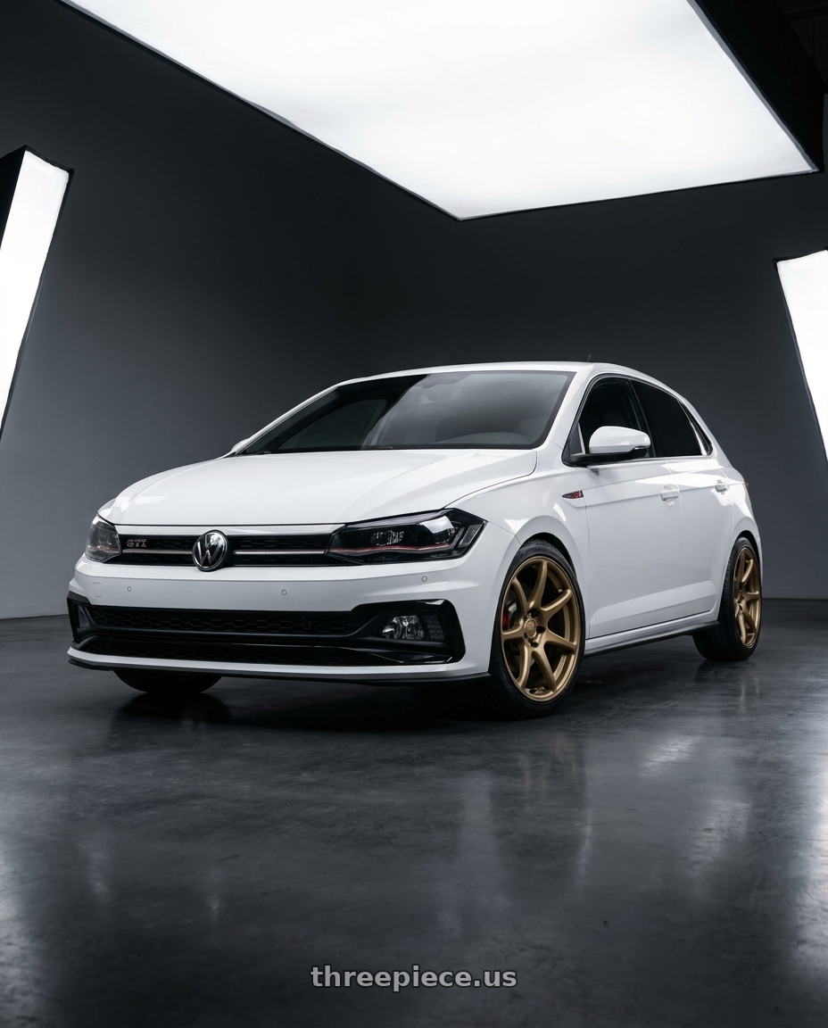 2019 Vw Polo Aw Gti White with Kansei K11B Tandem 5X112 18x8.5 35 Bronze wheels