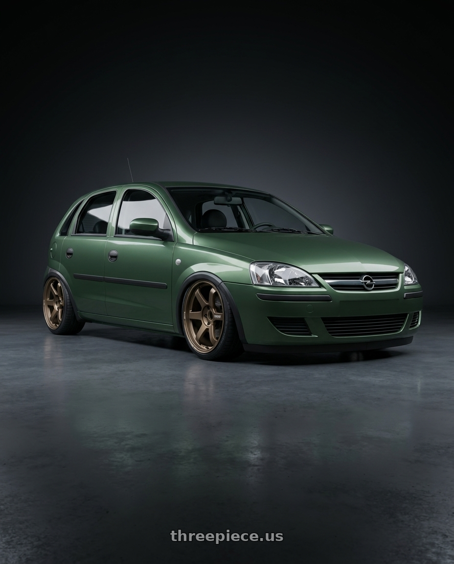2001 Opel Corsa C with Volk Racing TE37 Ultra M Spec 5x112 19x9.5+23 19x10.5+35 Bronze Almite Toyota Supra MK5 Spec wheels