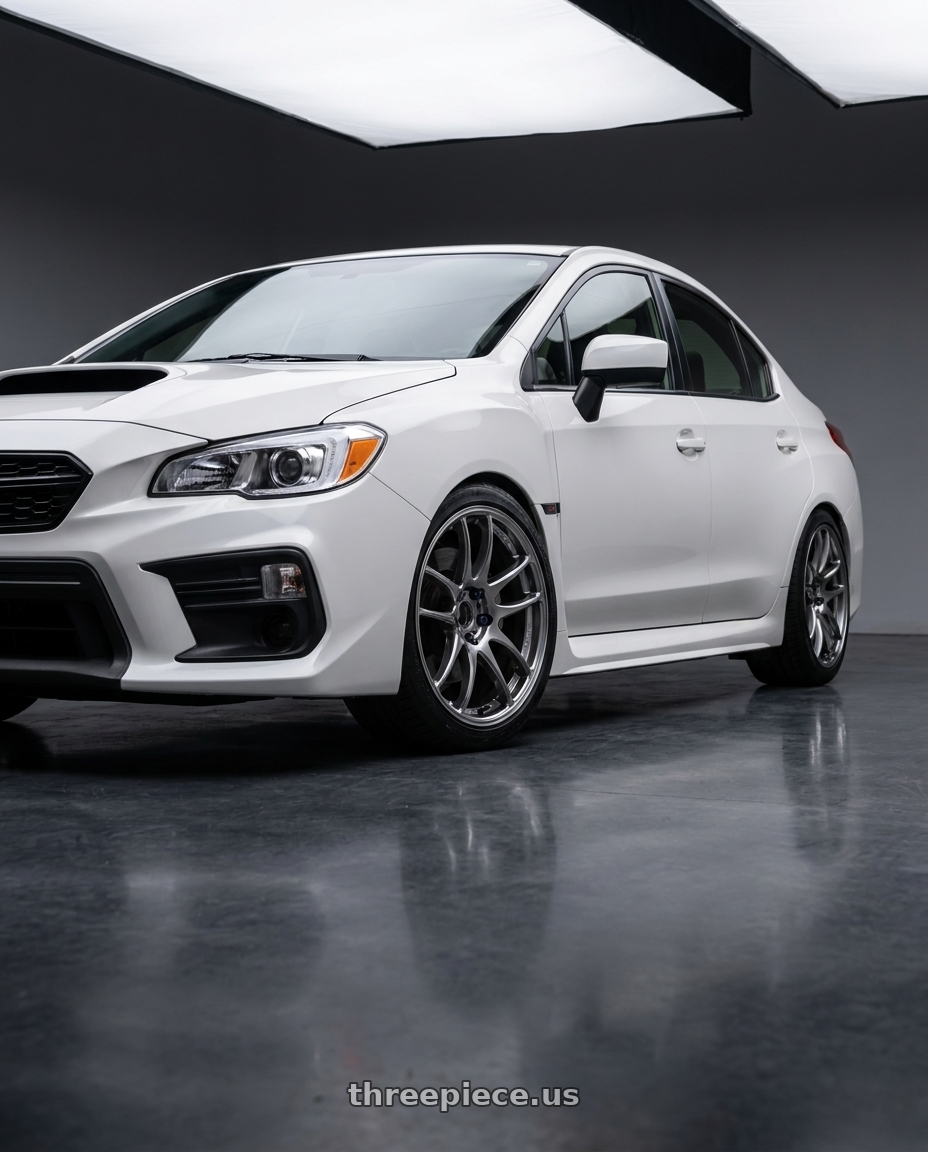 2021 subaru wrx crystal white with Work Emotion Cr Kiwami 5x114.3 18x9.5 +38 Gt Silver wheels