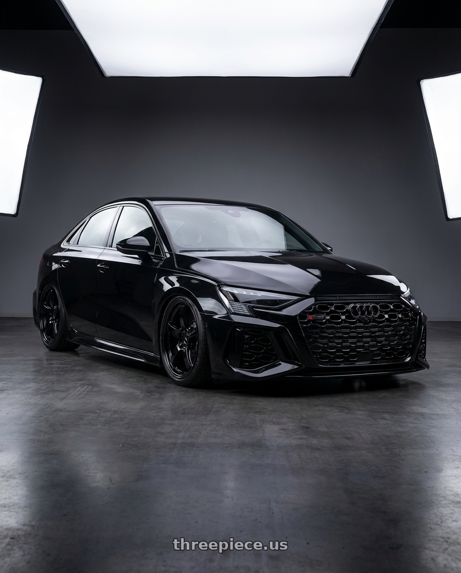2022 Audi RS3 8Y with Gram Lights 57CR 5x112 19x10.5+22 Glossy Black wheels