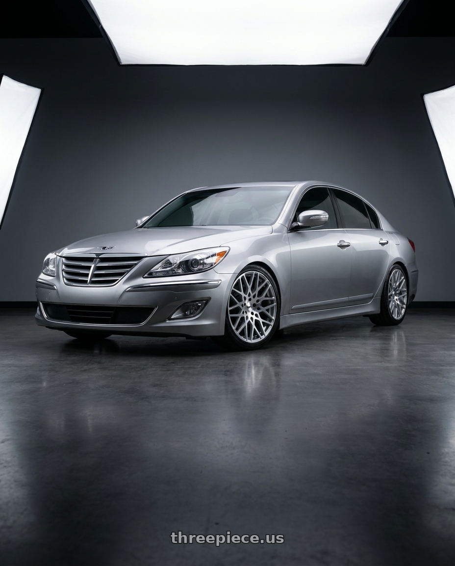 2013 Hyundai Genesis r spec with TSW VALE 5X114.3 19X8.5 +40 SILVER W/ MIRROR CUT FACE wheels