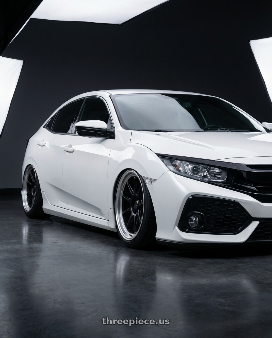 2019 Honda Civic with Konig Countergram 5x114.3 19x9.5+25 Matte Black / Matte Machined Lip wheels