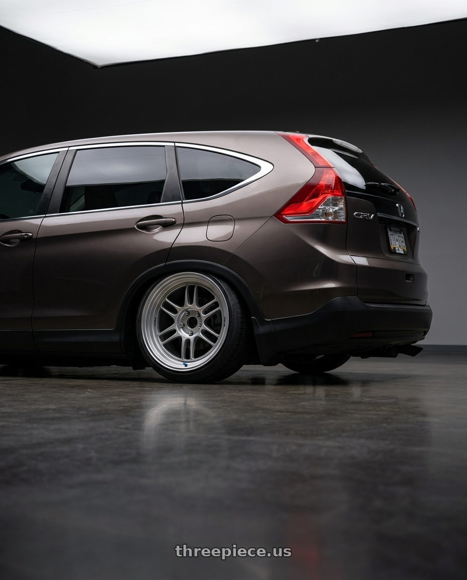 2016 honda crv with Enkei RPF1RS 5x114.3 18x11-10 Silver wheels rear three quarter view slight stretch tires