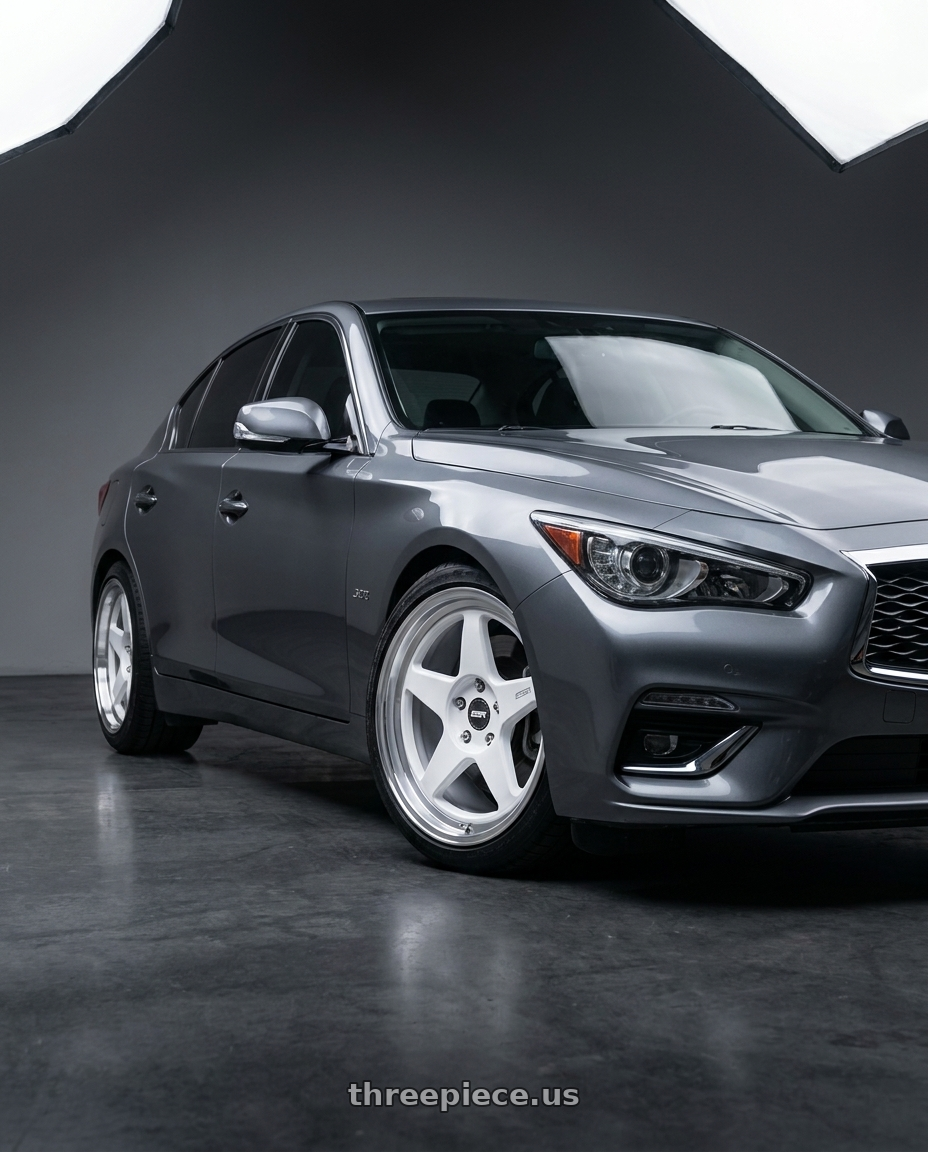 2022 Infiniti Q50 with ESR Wheels CR SERIES CR5 5x100 18x9.5 +35 Gloss White wheels