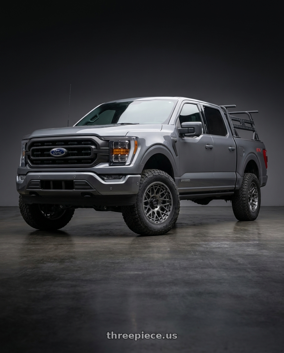 2023 Ford F150 with KMC KM722 TECHNIC 6X135 18X9 +18 ANTHRACITE wheels