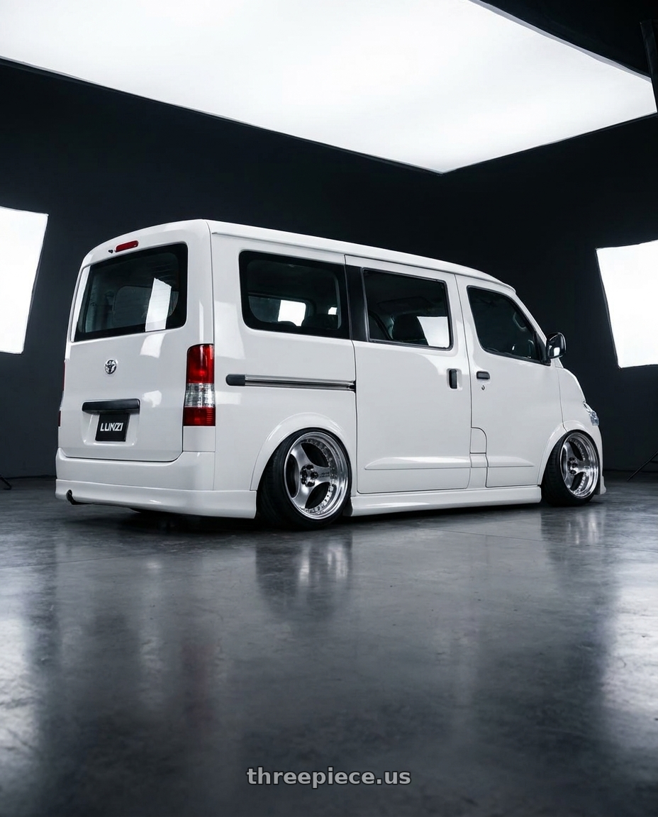 2023 Toyota Town Ace with Advan Racing ONI2 PROGRESSIVE 5x114.3 20x9.0 +39 MACHINING & DIAMOND CUT wheels rear three quarter view extreme stretch tires