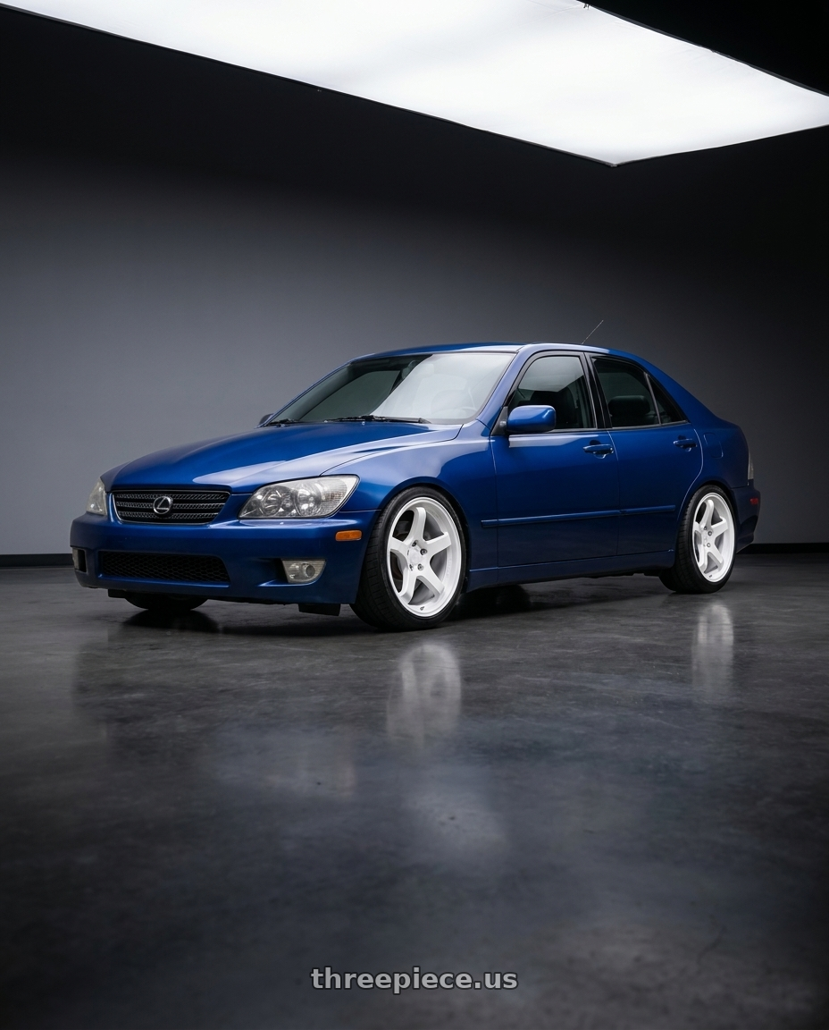 2001 Lexus is300 with KATANA RACING HR05 5x114.3 18x8.5 +35 Gloss White wheels