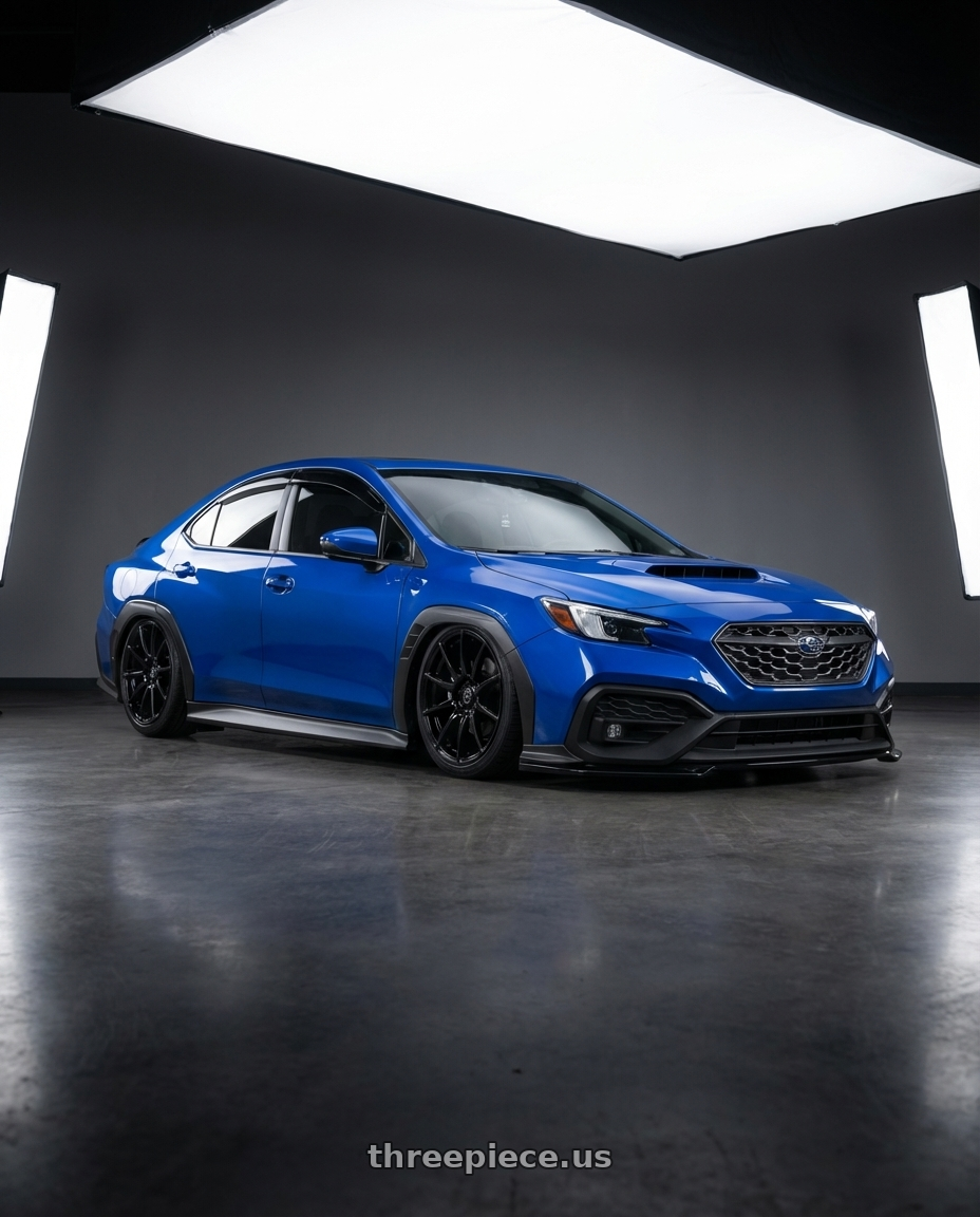 2024 Subaru WRX with Forgestar CF10 5x114.3 19x9.5 +29 Gloss Black wheels front three quarter view stanced stance