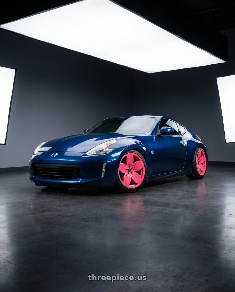 2016 Nissan 370z with Heritage Wheel Sakura MonoC 5x114.3 18x8.5 +35 Pink wheels