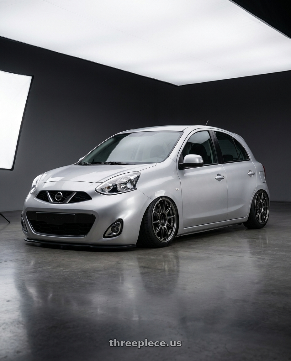 2015 Nissan micra k13 silver facelift 15l with WedsSport TC105X 4x100 15x7.0+20 EJ Titan wheels