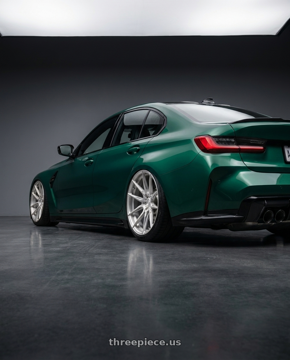 2024 bmw g82cs with ADV.1 ADV5.0 5x120 20x9.5 +13 Platinum wheels rear three quarter view extreme stretch tires