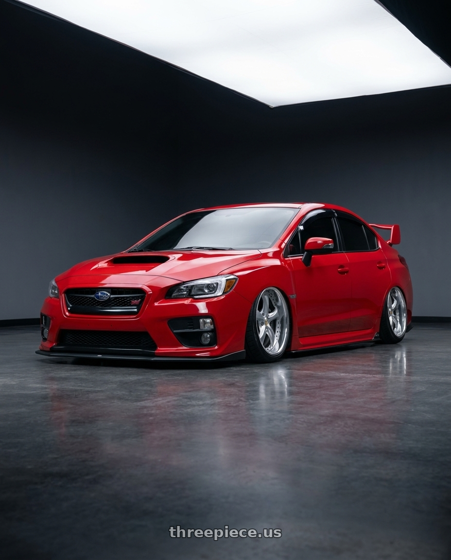 2015 Subaru STI with Work Wheels VS-KF 5x114.3 18x9.5+22 Light Grey Silver L Disk FULL REVERSE wheels