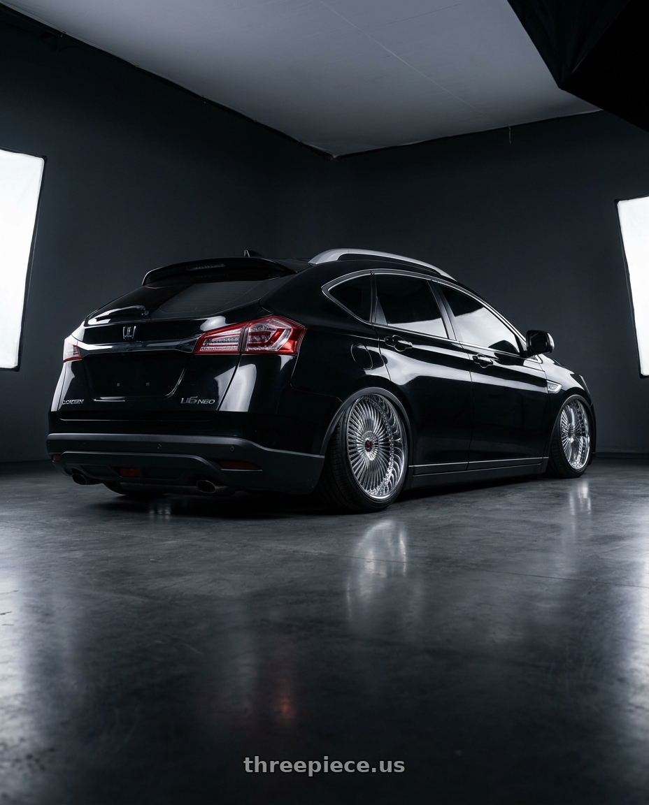 2025 Luxgen U6 Neo黑+特仕版(台灣保時捷) with Cavallo CLV-41 4x100/4x114.3 18x8 +35 Nano Chrome wheels rear three quarter view slight stretch tires
