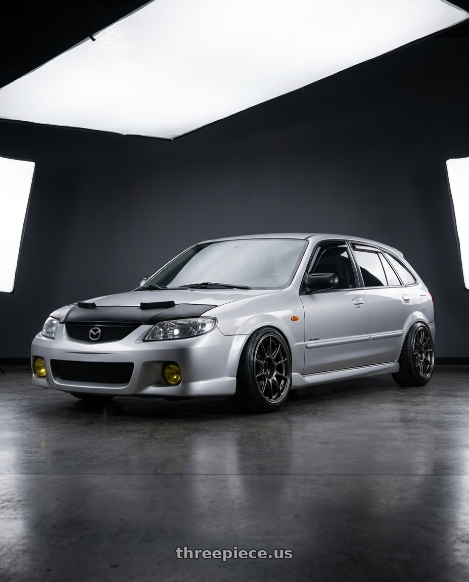 2007 mazda protege5 with WedsSport TC105X 4x100 15x8.0+35 EJ Titan wheels