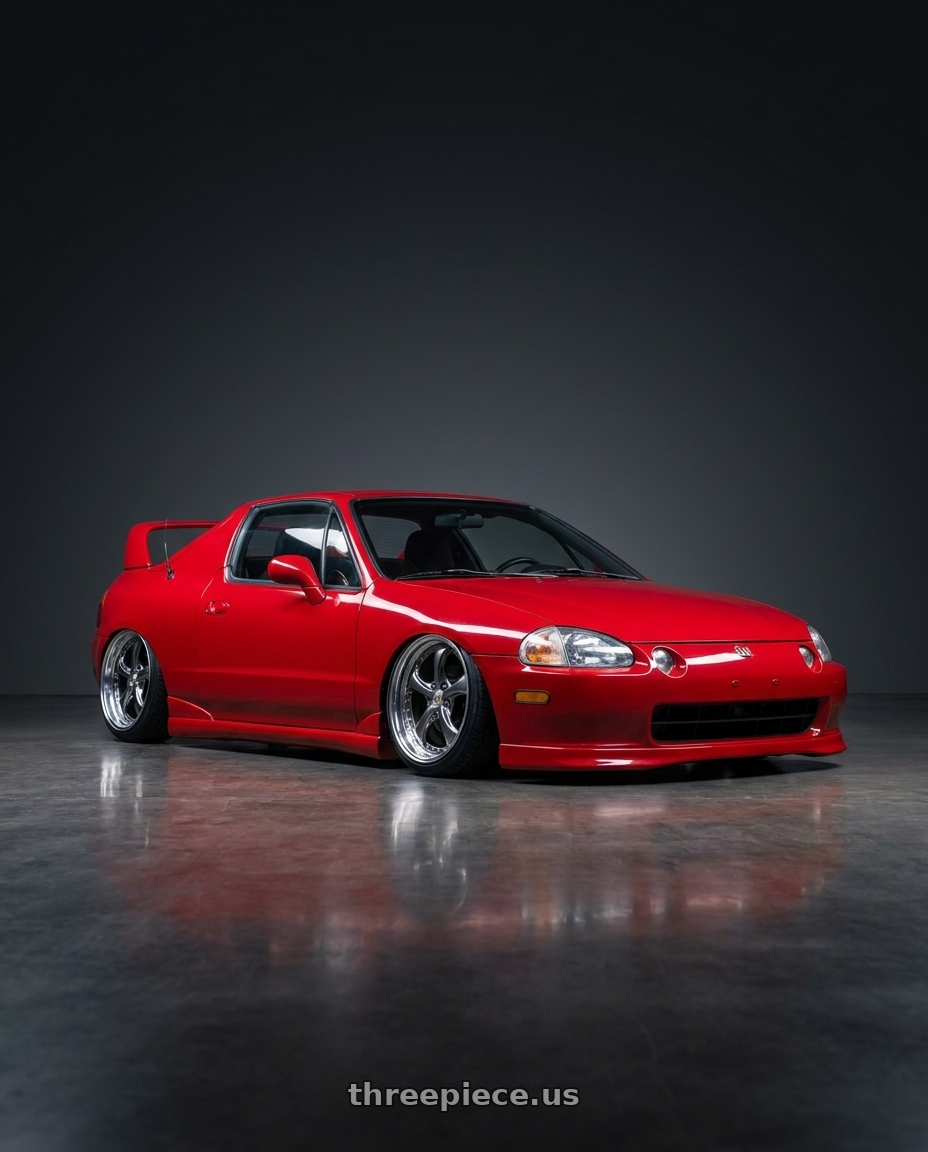 1993 honda del sol with Work Wheels VS-KF 5X114.3 19x7.5+34 Brilliant Silver Black A Disk FULL REVERSE wheels