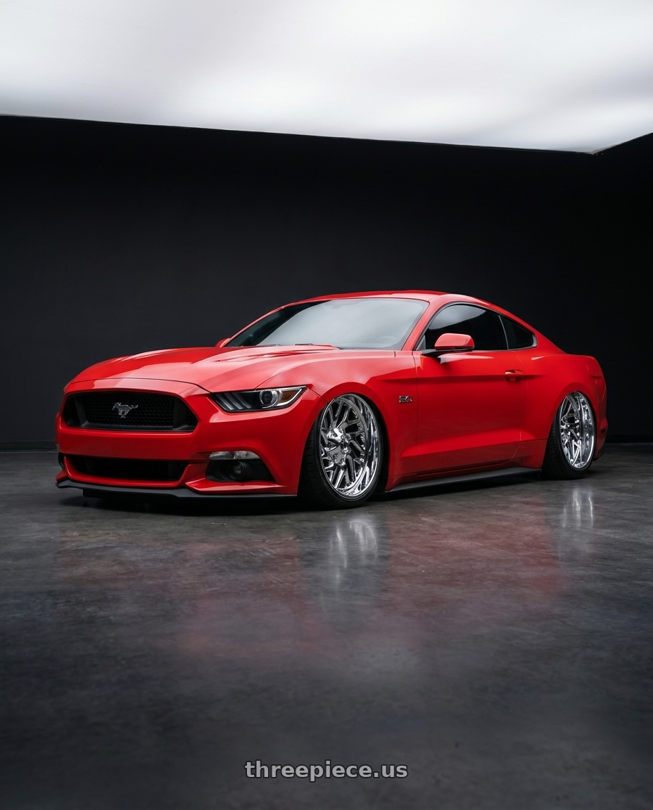 2016 Mustang muscle car with Fuel 2PC D211 TRITON 8X170 22X12 -44 CHROME PLATED GLOSS BLACK LIP wheels