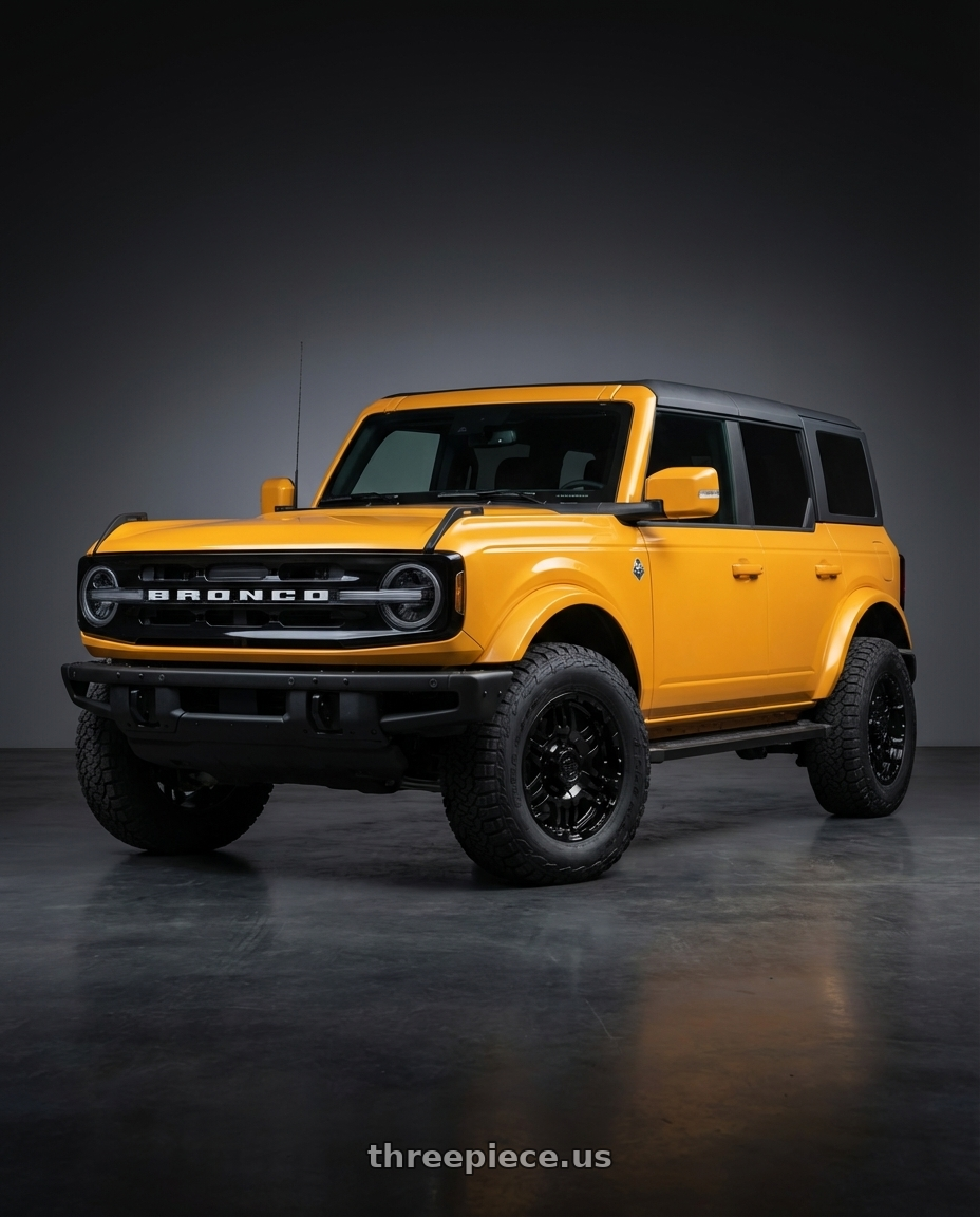 2024 Ford Bronco with Gear Off Road 713B 6x139.7 17x9 +10 Gloss Black wheels