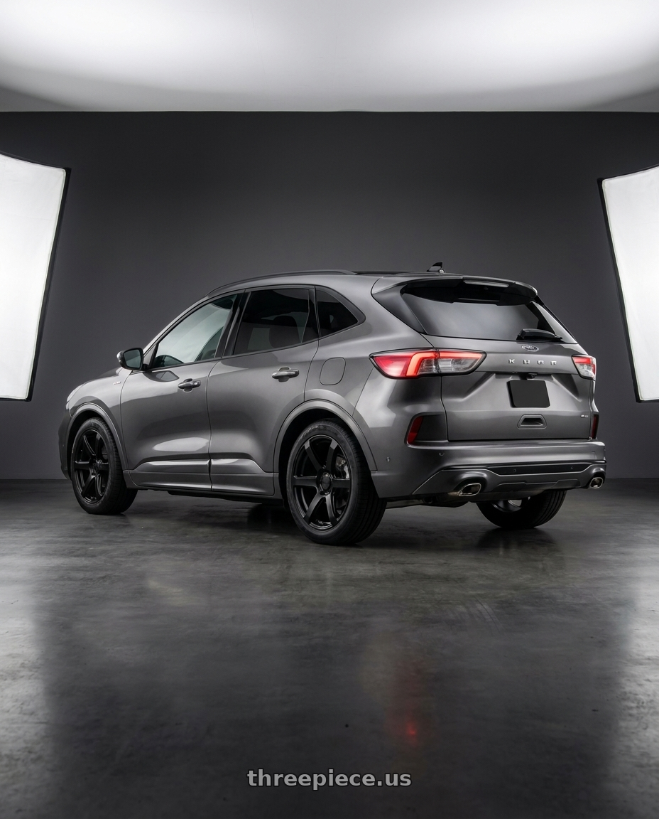 2022 Ford Kuga St Line with Enkei Cyclone 6x135 18x9+12 Matte Black wheels rear three quarter view square tires