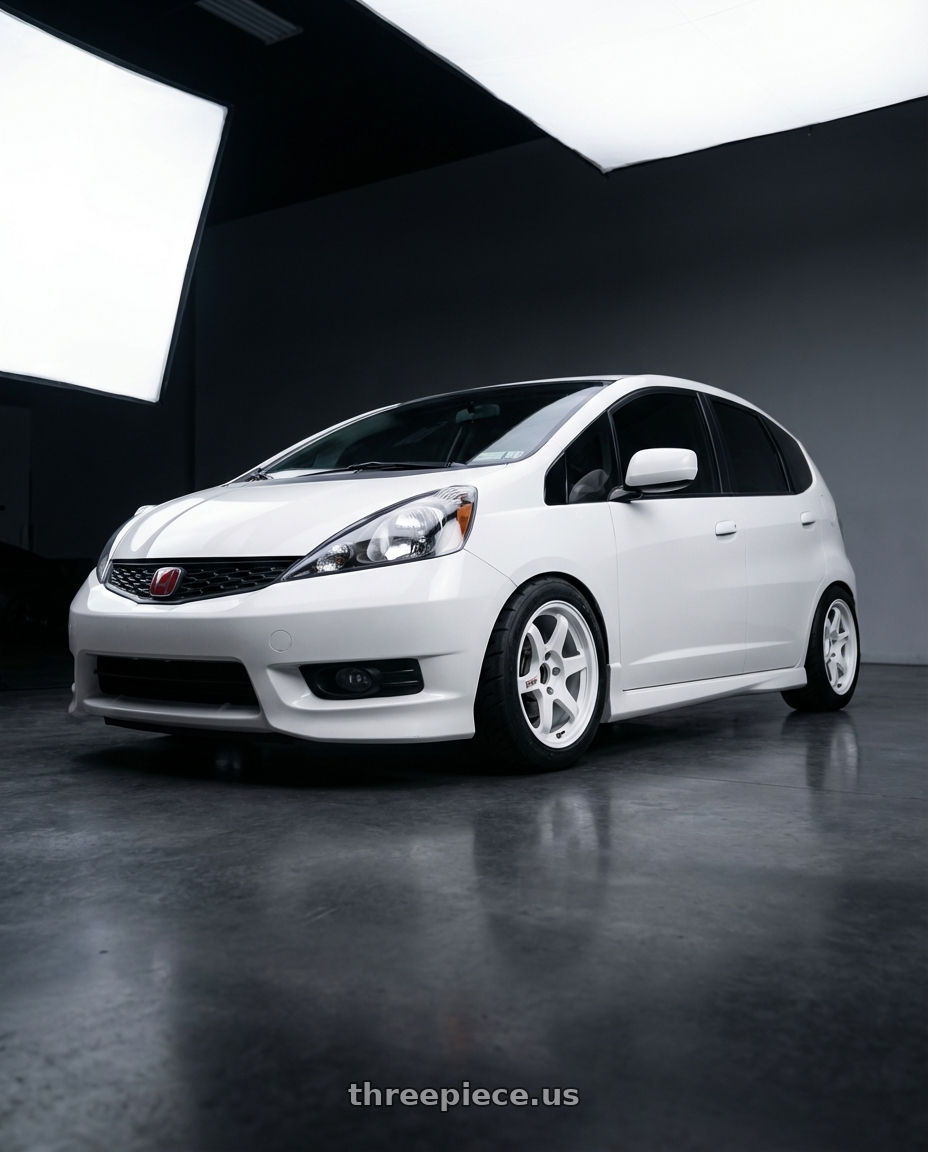 2013 Honda fit  with Volk Racing TE37SL 4x100 15x8 +25 DASH WHITE wheels