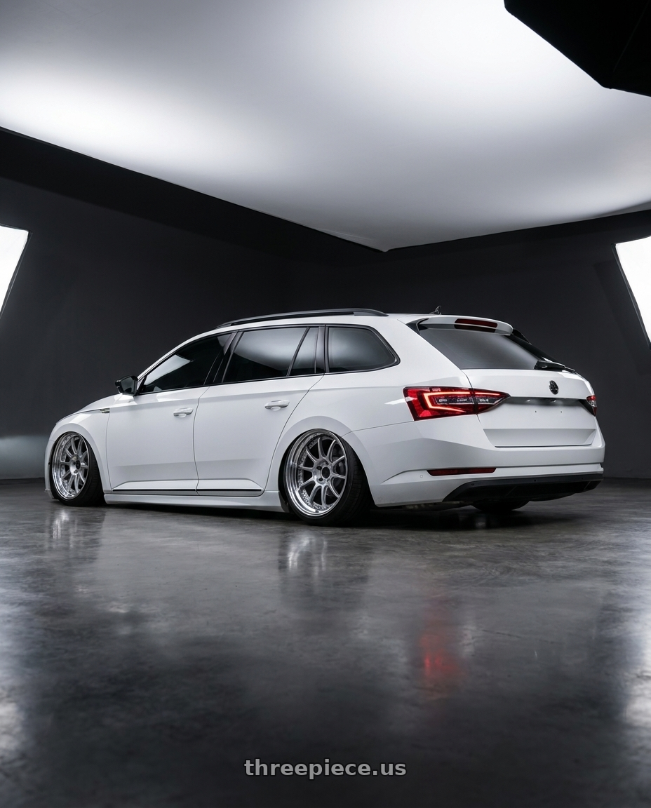 2020 superb combi  with SSR Professor SP5 5X100 18X7+19 HP Disk High Bright Silver wheels rear three quarter view slight stretch tires