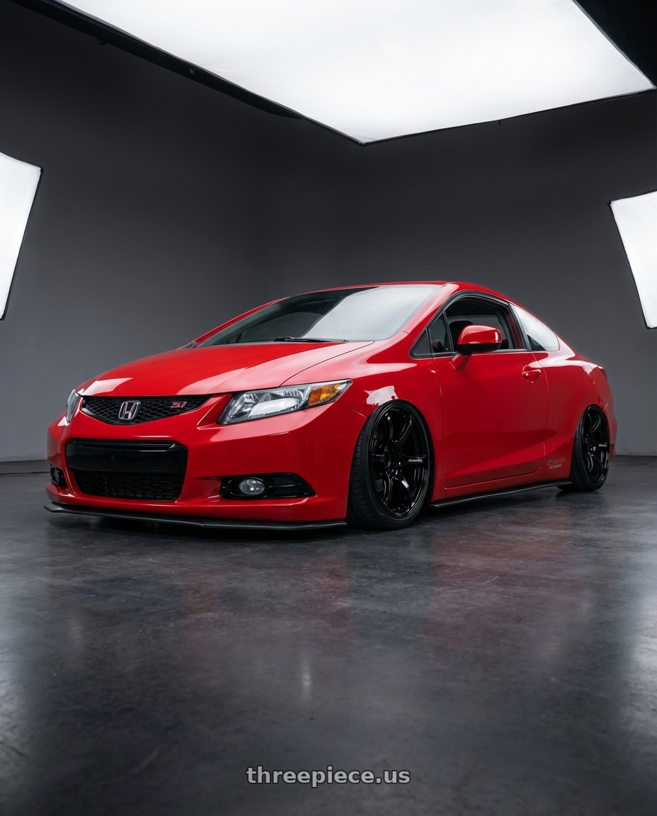 2015 Honda Civic Si with Advan RGIII 5x114.3 18x9.0+35 Gloss Black wheels front three quarter view stanced stance