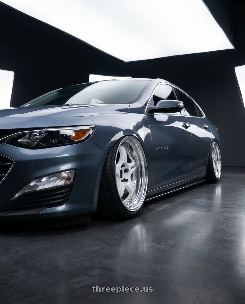 2019 Chevy malibu with Work Meister S1 3P 5x115 18x8.5+35 L Disk White wheels
