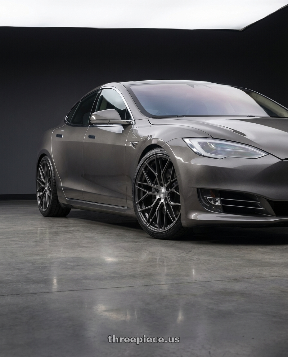 2018 Tesla Model S with Avant Garde Wheels M520R 5X120 21x12 +52 Dark Graphite Metallic wheels