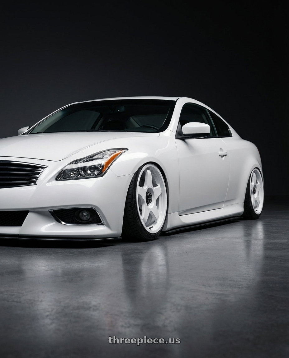 2014 Infiniti G37 Coupe with fifteen52 CHICANE 5x114.3 / 5x120 19x8.5 +35 RALLY WHITE (GLOSS WHITE) wheels